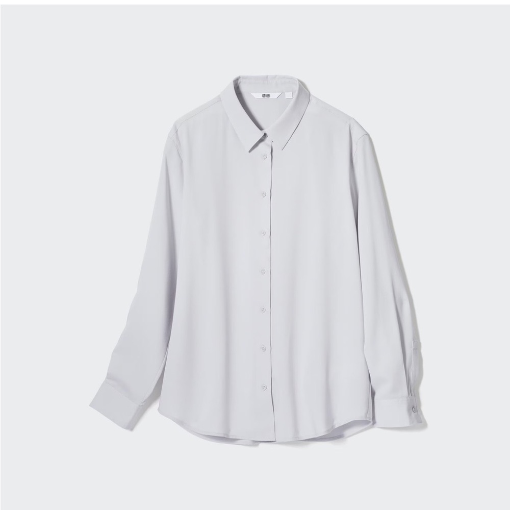 Uniqlo White Rayon Long Sleeve Blouse (large) - Picture 7 of 9